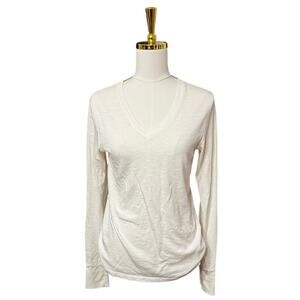 American Giant Supima Cotton V-Neck Long Sleeve Tee Women’s Medium Ivory